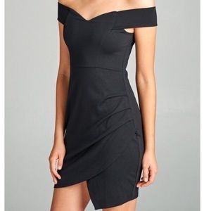 Final Sale!Cora Black Ponte Off the Shoulder Dress